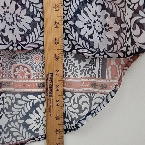 American Rag Orange, Navy & Off White Sheer Boho Print M - Picture 12 of 15